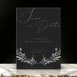 水の色オリーブ枝ウェディング日付カードを保存