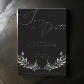 水の色オリーブ枝ウェディング日付カードを保存