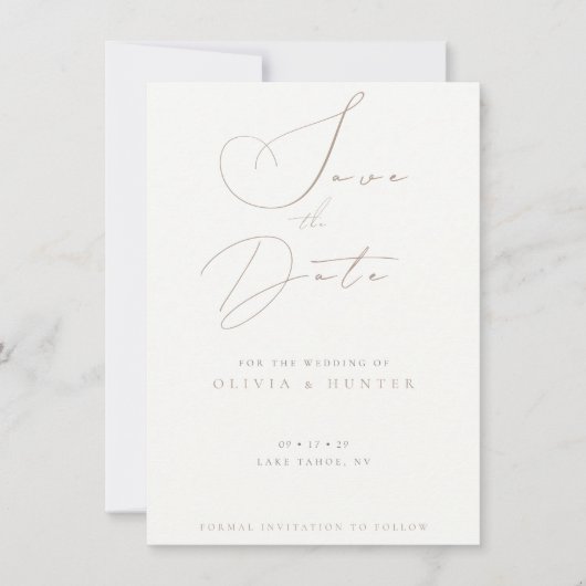 水の色オリーブ枝ウェディング日付カードを保存 (正面)