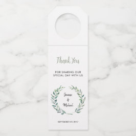 水の色オリーブ葉のブランチ結婚の感謝 ボトルネックタグ