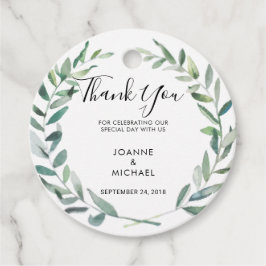 水の色オリーブ葉の結婚の感謝 フェイバータグ