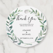 水の色オリーブ葉の結婚の感謝 フェイバータグ (正面)