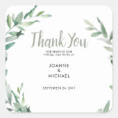 水の色オリーブ葉の結婚オリーブの感謝をお願い スクエアシール (正面)