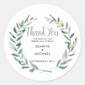 水の色オリーブ葉の結婚オリーブの感謝をお願い ラウンドシール (正面)