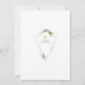 水の色オリーブ葉金ゴールドファーストホーリーコミュニオン 招待状 (裏面)