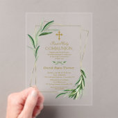 水の色オリーブ離れ金ゴールドボイードホーリーコミュニオン アクリル招待状 (インサイチュ (ポータブル))