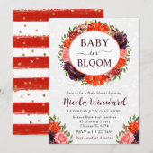 水の色オレンジと茶色のリース赤ちゃんシャワー 招待状 (正面/裏面)