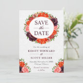 水の色オレンジと茶色の秋リース結婚の セーブザデート (スタンド正面)