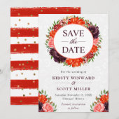 水の色オレンジと茶色の秋リース結婚の セーブザデート (正面/裏面)