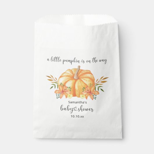 水の色オレンジカボチャの赤ちゃんシャワー フェイバーバッグ (正面)