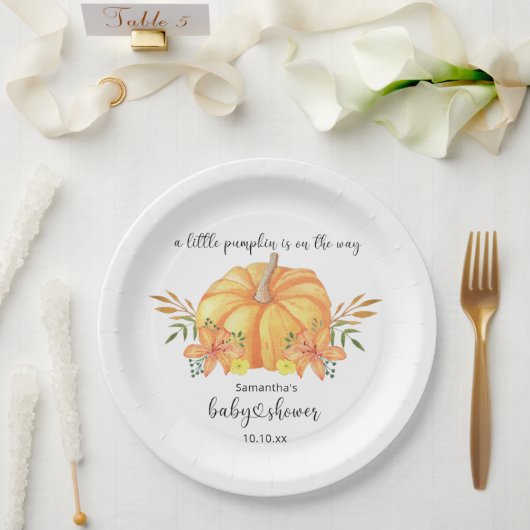 水の色オレンジカボチャの赤ちゃんシャワー ペーパープレート (ウェディング)
