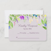 水の色オーキッド縁どフローラウェディングRSVP 出欠カード (正面)