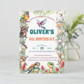 水の色オーストラリアのベビーアニマルバースデーパーティー 招待状 (スタンド正面)