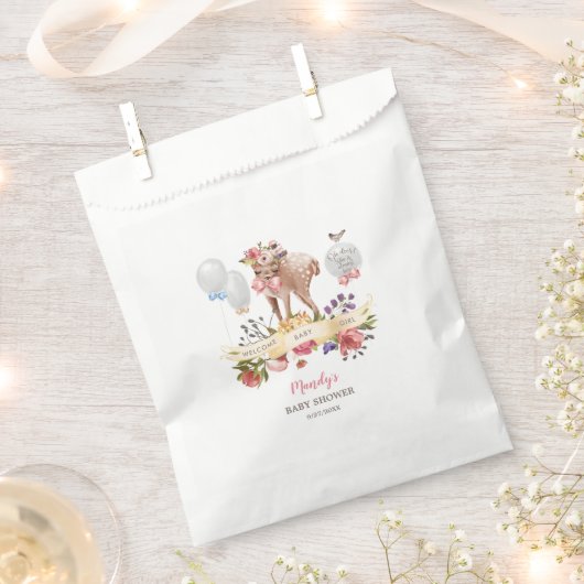 水の色オ鹿の赤ちゃんシャワー フェイバーバッグ (クリップ留めされた状態)