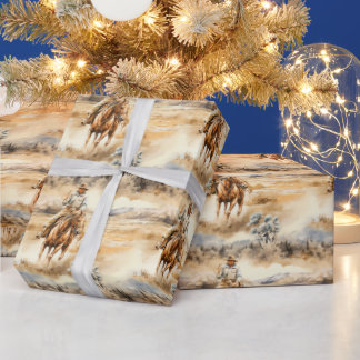 水の色カウボーイはるか西 – ラッピングペーパー