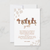 水の色カウボーイウェスタンベビーシャワー サンキューカード (正面)