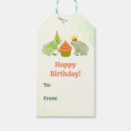 水の色カエルの池誕生日おもしろいハンド図解入りの、写真付きの- ギフトタグ