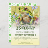 水の色カエルの誕生日パーティー 招待状 (正面/裏面)