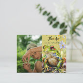 水の色カエルカスタム文字&キッド名 ポストカード (スタンド正面)