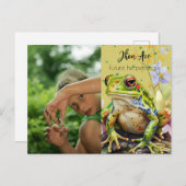 水の色カエルカスタム文字&キッド名 ポストカード (正面/裏面)