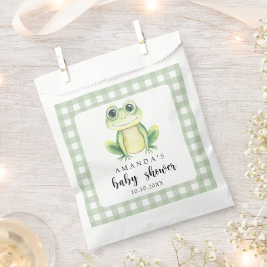 水の色カエル赤ちゃんシャワー フェイバーバッグ (クリップ留めされた状態)
