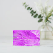 水の色カスタム油ピンク大理石 名刺 (スタンド正面)