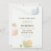 水の色カタツムリの誕生日パーティーの招待 招待状 (正面)