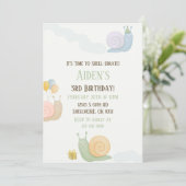 水の色カタツムリの誕生日パーティーの招待 招待状 (スタンド正面)