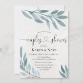 水の色カップルのシャワー植物招待状 招待状 (正面)