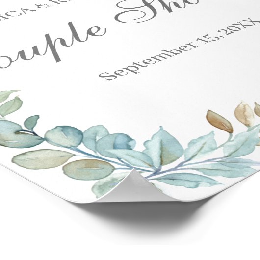 水の色カップルのシャワー歓迎ポスターサイン ポスター (角)