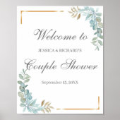 水の色カップルのシャワー歓迎ポスターサイン ポスター (正面)