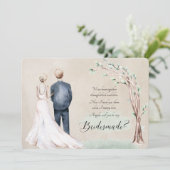 水の色カップルブロンド花嫁ブライドメイド提案 招待状 (スタンド正面)