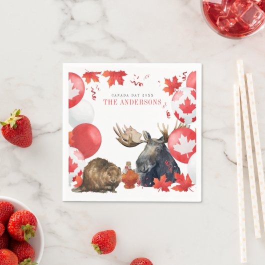 水の色カナダの日BBQ夏パーティー スタンダードカクテルナプキン (インサイチュ)