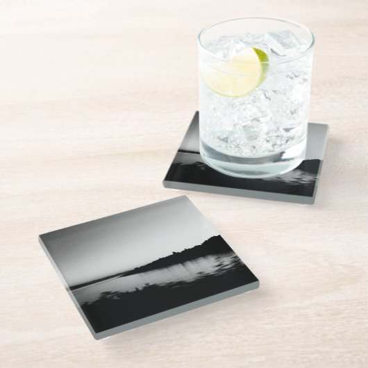 水の色カナダの白黒の写真 ガラスコースター (アングル)