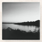 水の色カナダの白黒の写真 ガラスコースター (正面)