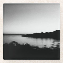 水の色カナダの白黒の写真 ガラスコースター