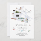 水の色カナダ目的地の結婚式 招待状 (正面)