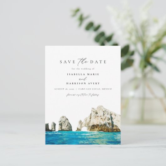 水の色カボサンルーカスメキシコビーチトロピカル ポストカード (スタンド正面)