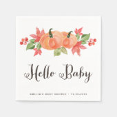 水の色カボチャとメープル葉の赤ちゃんシャワー スタンダードカクテルナプキン (正面)