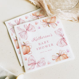 水の色カボチャのピンクボウ赤ちゃんシャワー スタンダードカクテルナプキン