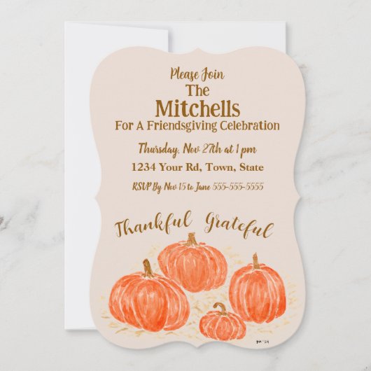 水の色カボチャのフレンドリーにパーソナライズ 招待状 (正面)