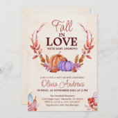 水の色カボチャフローラ秋のラブベビーシャワー 招待状 (正面/裏面)