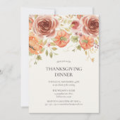 水の色カボチャ感謝祭素朴ディナー 招待状 (正面)