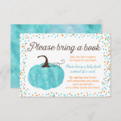 水の色カボチャ男の子のシャワーを持って本をもたらす エンクロージャーカード (正面/裏面)