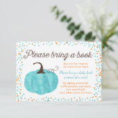 水の色カボチャ男の子のシャワーを持って本をもたらす エンクロージャーカード (スタンド正面)