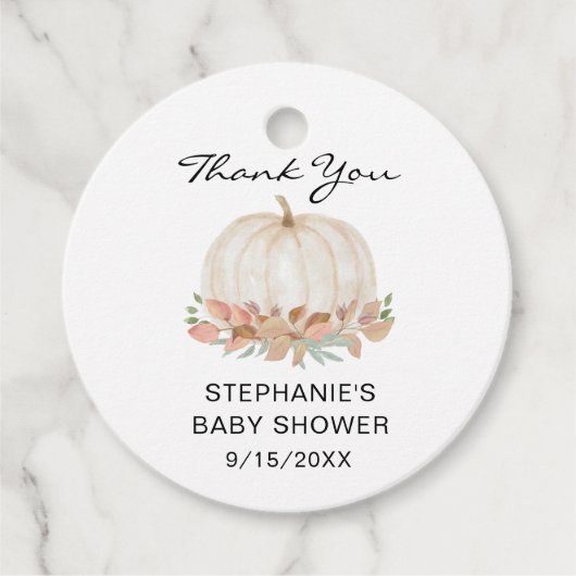 水の色カボチャ赤ちゃんシャワーありがとう フェイバータグ (正面)