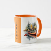 水の色カヤックオンザレイクオレンジ2トーン マグカップ (正面右)