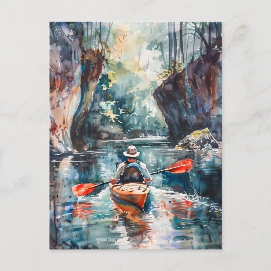 水の色カヤック絵を描ズ ポストカード (正面)