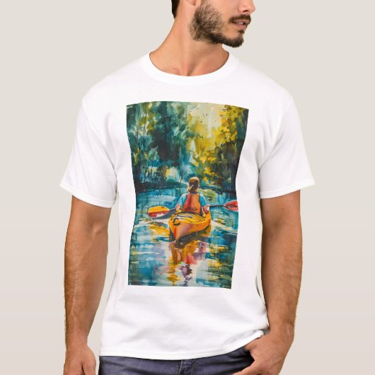 水の色カヤック絵を描ズ Tシャツ (正面)