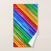 水の色カラフルのストライプモダンレインボー バスタオルセット (ハンドタオル)